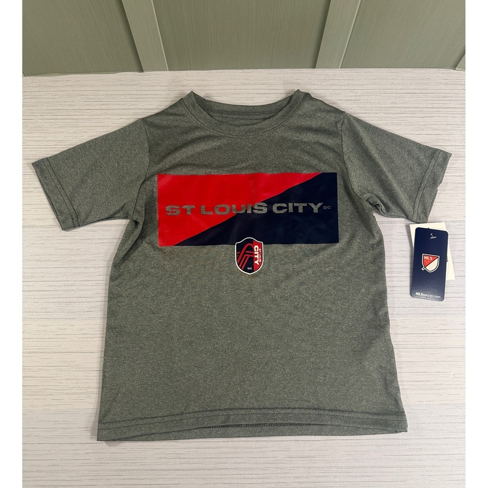 MLS St. Louis City SC Boys Heather Gray Graphic T-Shirt Size XS 4/5 New Tag